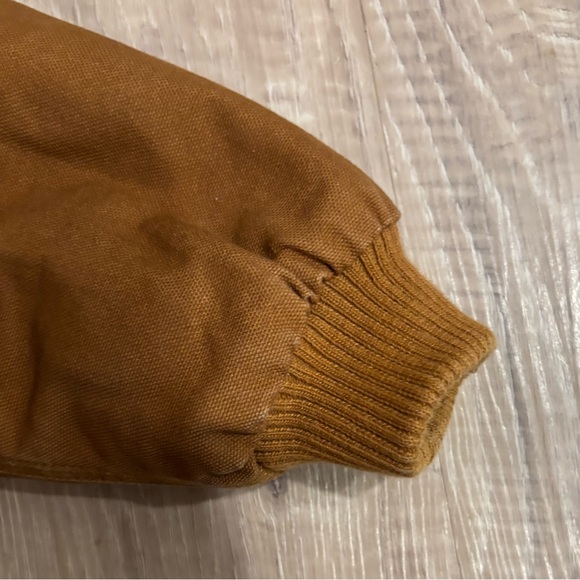 Carhartt Kids Active Jacket Brown Zip Up Hooded Canvas Workwear Coat Youth 4T - Picture 5 of 10
